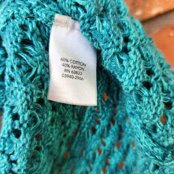 Loose Knit Short Sleeve Open Front Shrug Sweater Ladies Petite Size Small - Picture 6 of 6